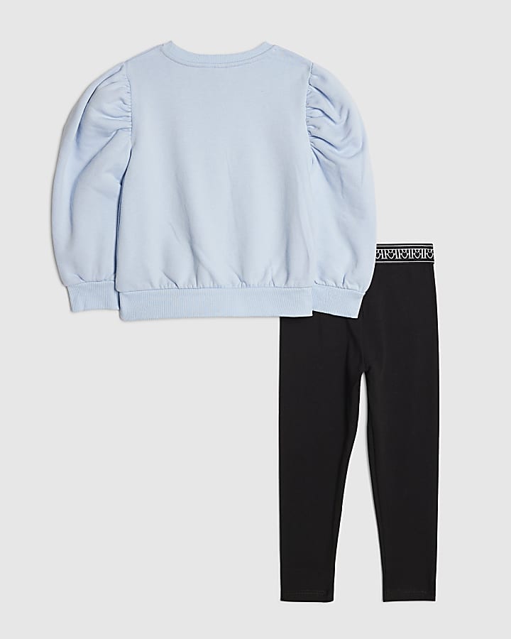 River Island Mini Girls Purple Bow Sweatshirt Set