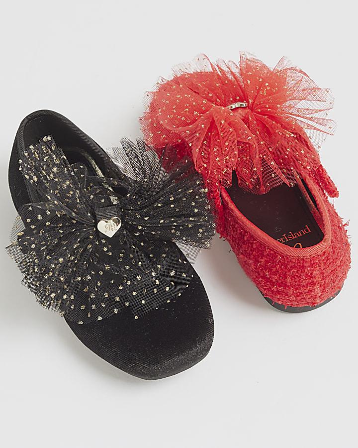 river island Mini Girls Red Organza Bow Shoes