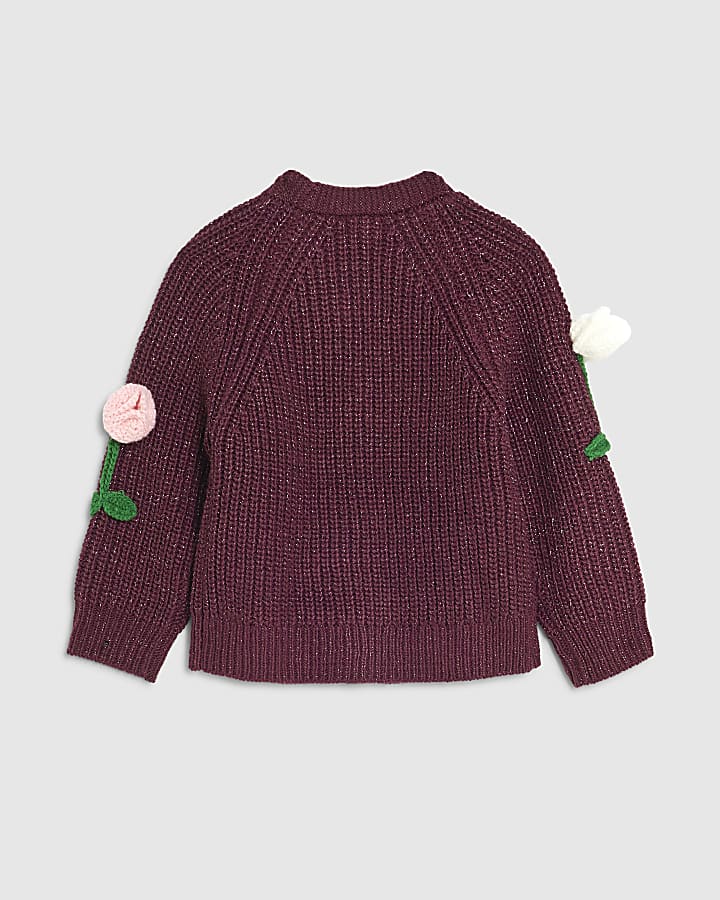 River Island Mini Girls Red Tulip Cardigan