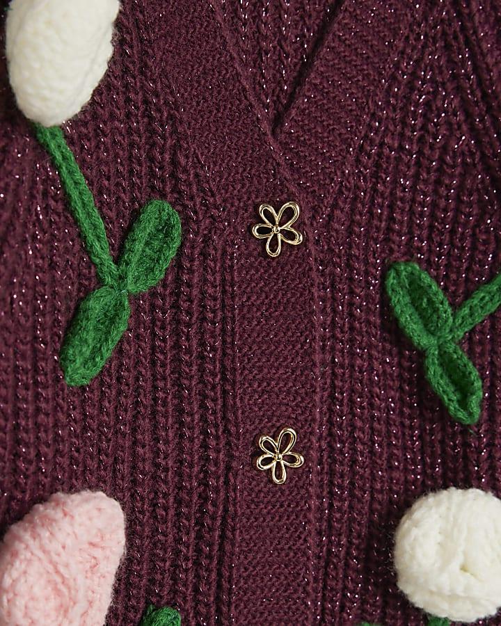 River Island Mini Girls Red Tulip Cardigan