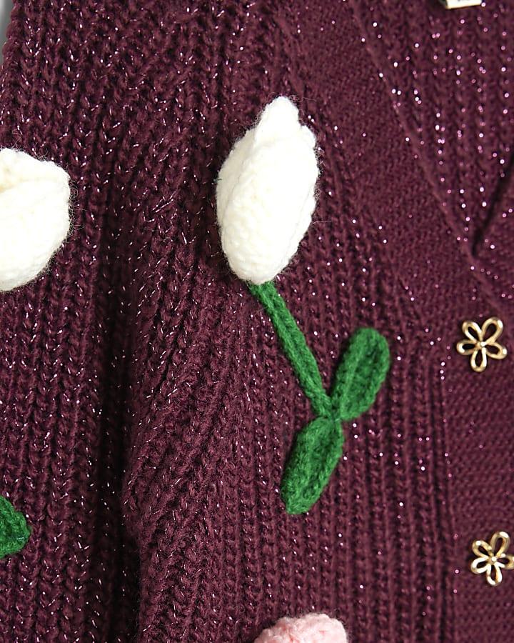 River Island Mini Girls Red Tulip Cardigan