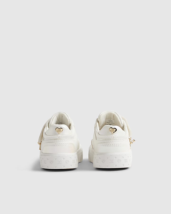 River Island Mini Girls White Monogram Trainers