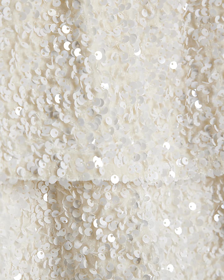 river island Mini Girls White Sequin Skirt