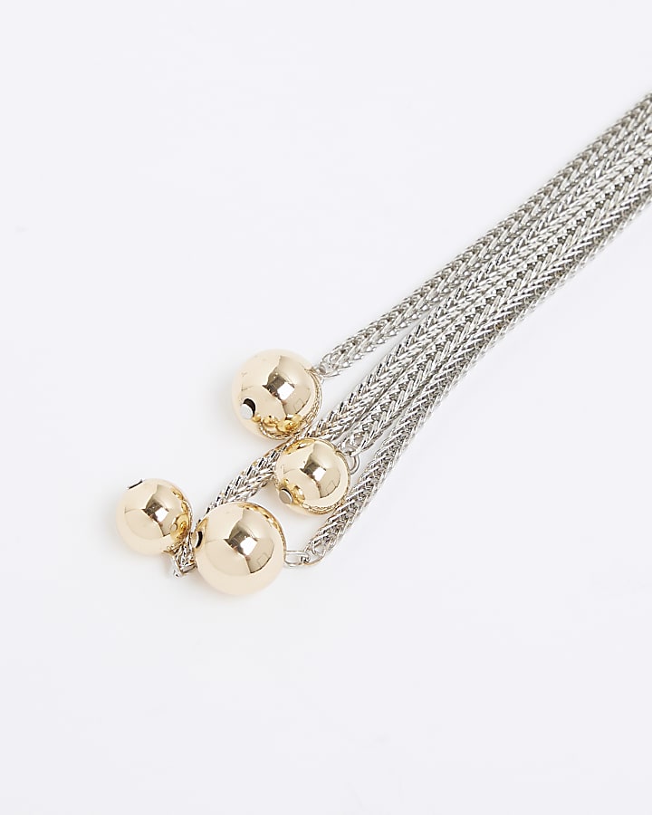 River Island Mixed Metal Ball Lariat Necklace