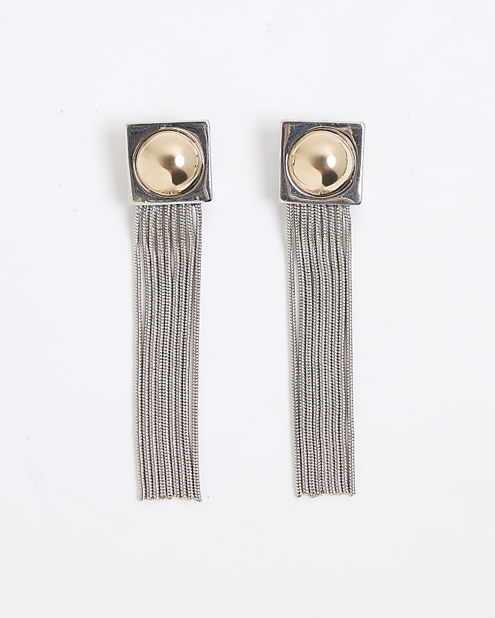 River Island Multi Mixed Metal Sleek Drop Earrings
