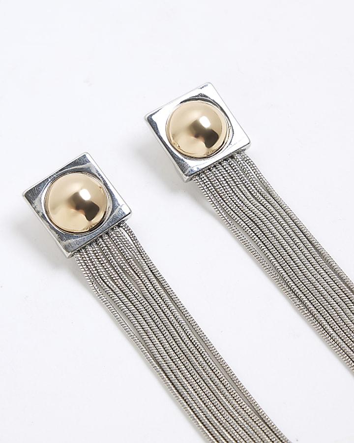 River Island Multi Mixed Metal Sleek Drop Earrings