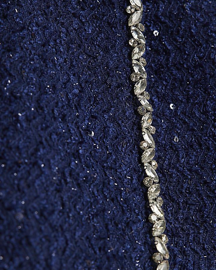 River Island Navy Boucle Embellished Skort