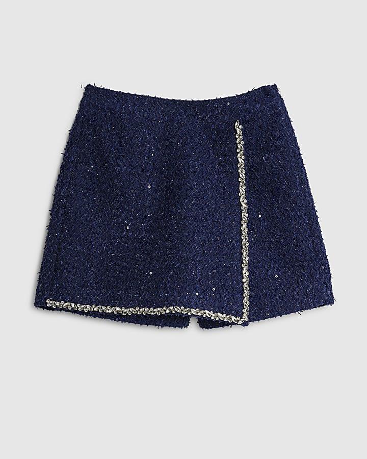 river island Navy Boucle Embellished Skort