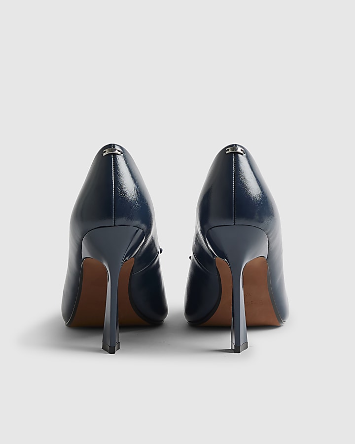 River Island Navy Bow Court Heels
