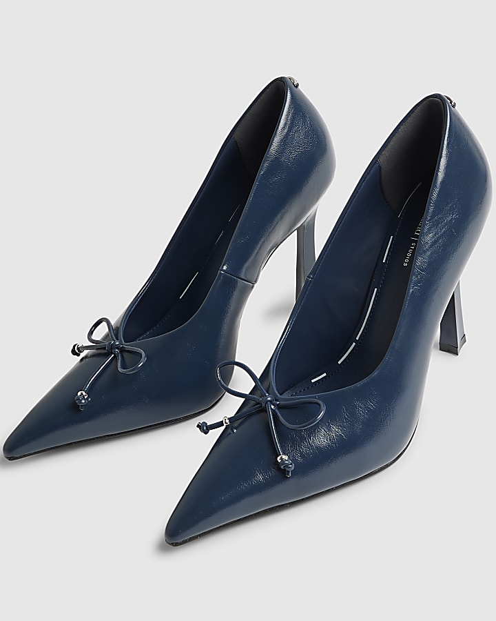 river island Navy Bow Court Heels
