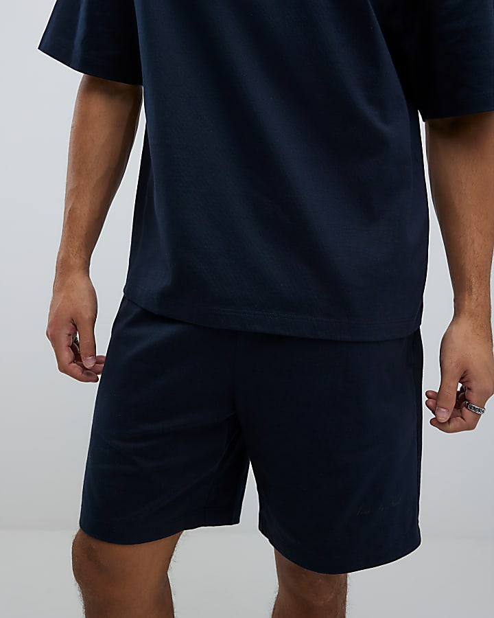 River Island Navy Boxy Fit T-Shirt And Shorts Set