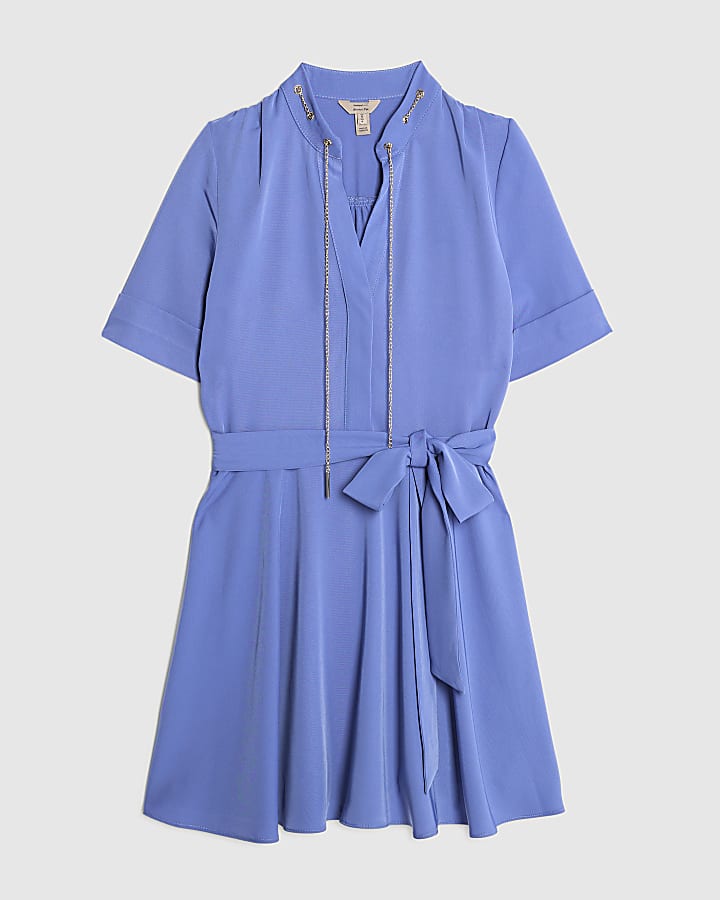 river island Navy Chain Detail Skater Mini Dress