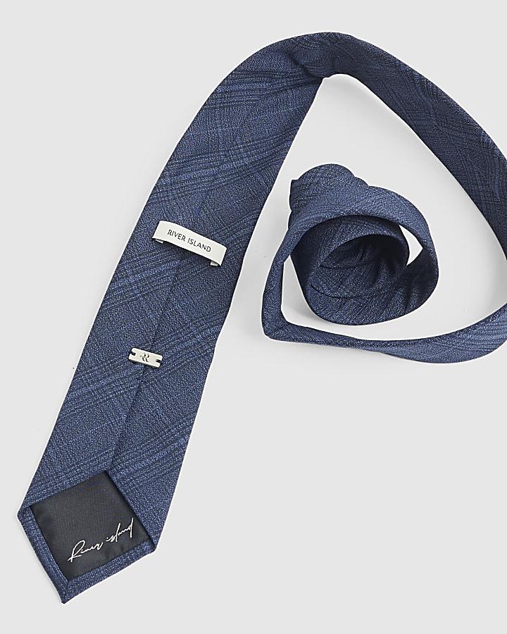 River Island Navy Check Tie
