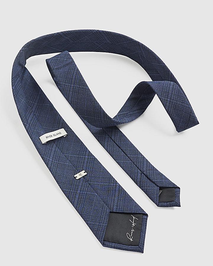 river island Navy Check Tie