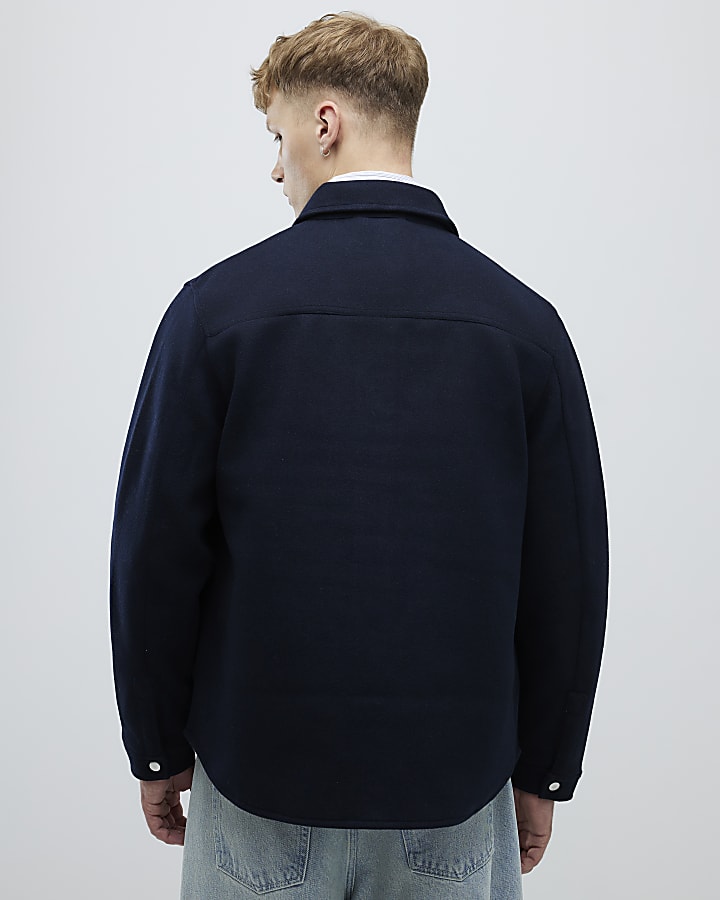 River Island Navy Curved Hem Overshirt