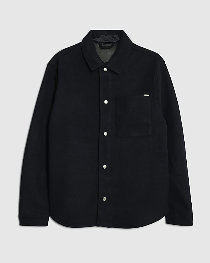 river island Navy Curved Hem Overshirt