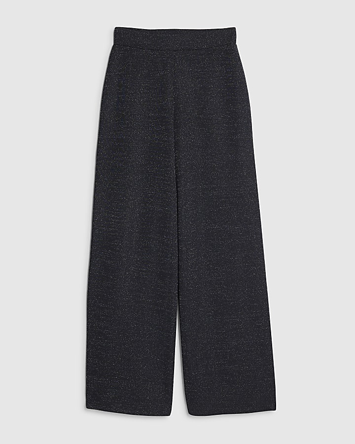river island Navy Glitter Wide Leg Trousers