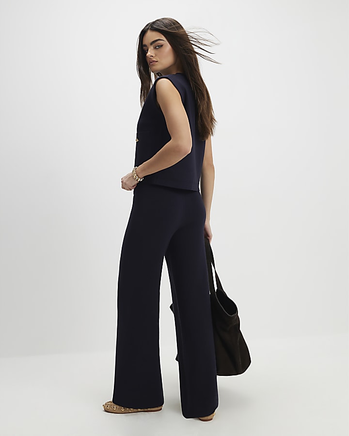 River Island Navy Knitted Waistcoat