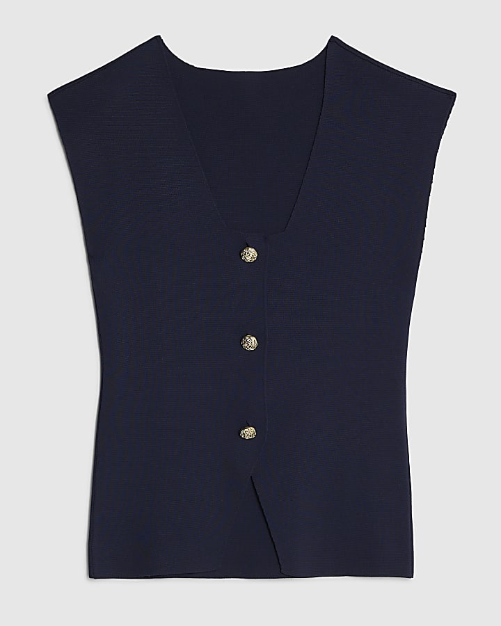 river island Navy Knitted waistcoat