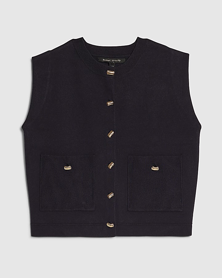 river island Navy Knitted Waistcoat