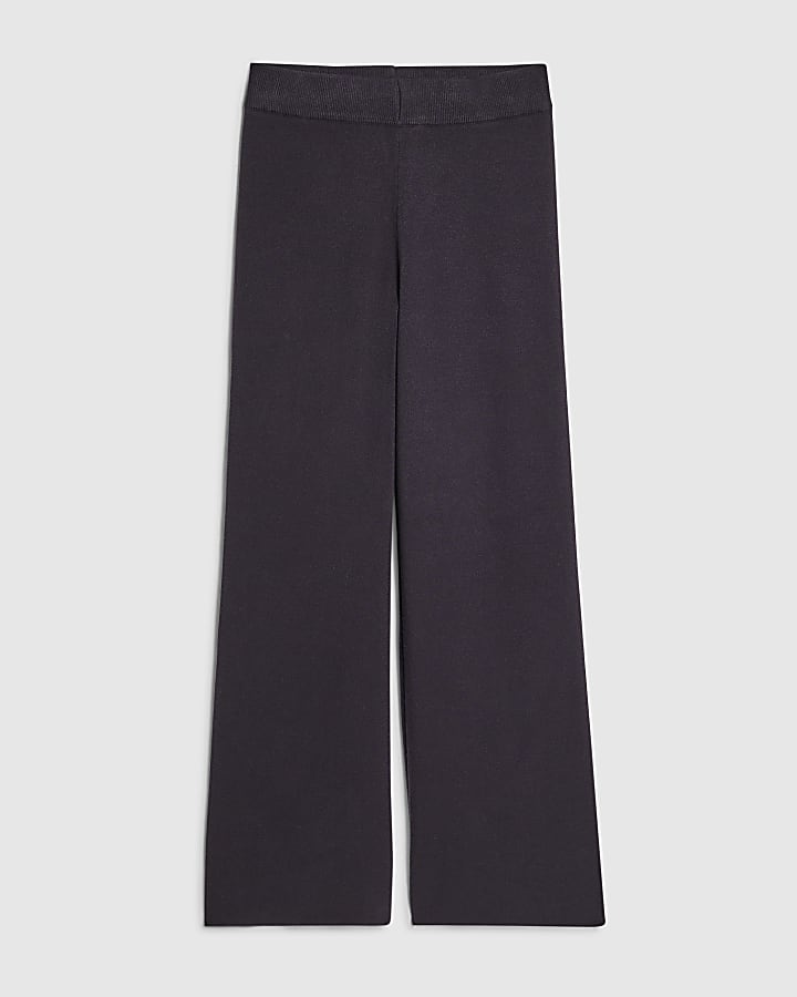 river island Navy knitted wide leg trousers