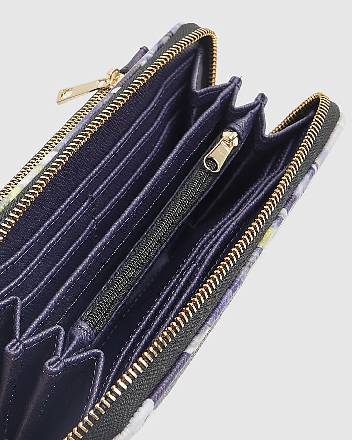river island Navy Large Floral Pocket Front Purse