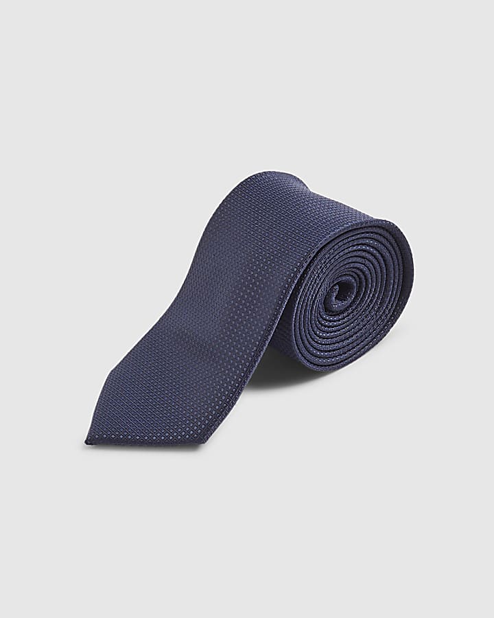 River Island Navy Micro Dot Tie