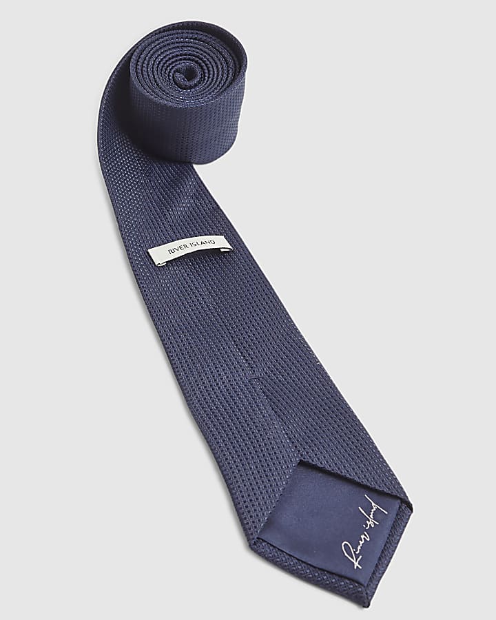 River Island Navy Micro Dot Tie