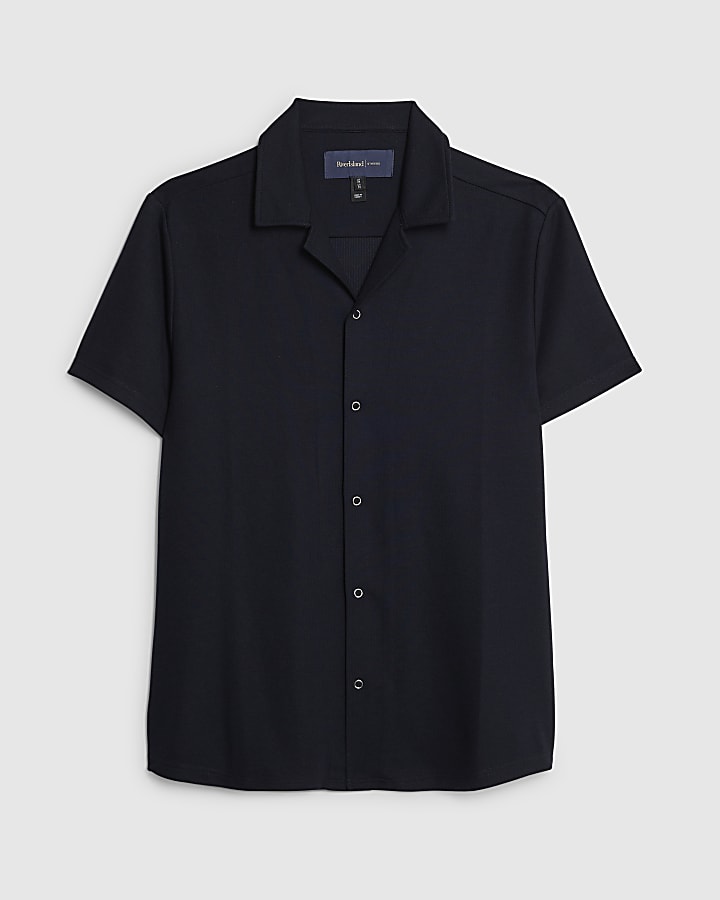 river island Navy Muscle Fit Shirt