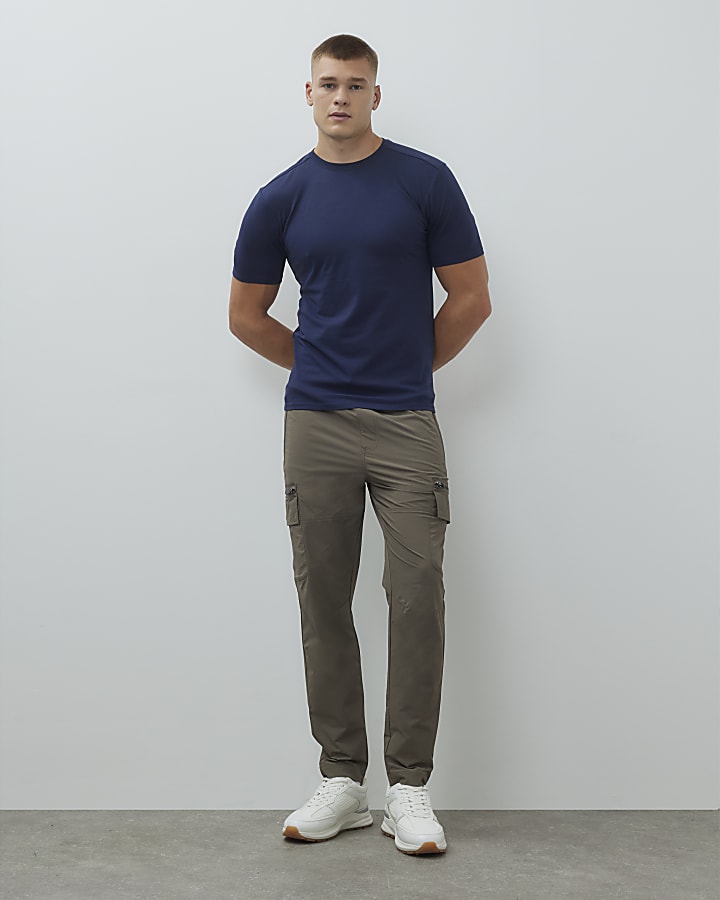River Island Navy Muscle Fit T-Shirt