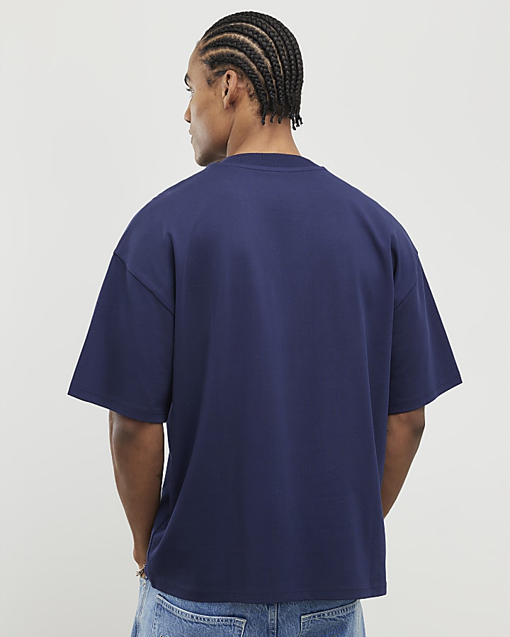 River Island Navy Oversized Fit T-Shirt