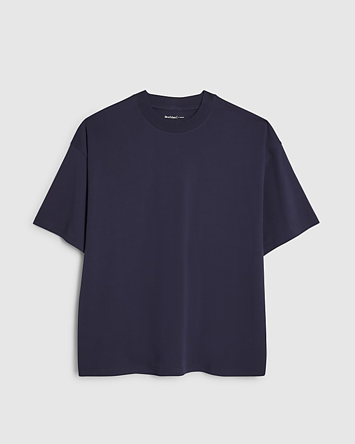 river island Navy Oversized Fit T-Shirt