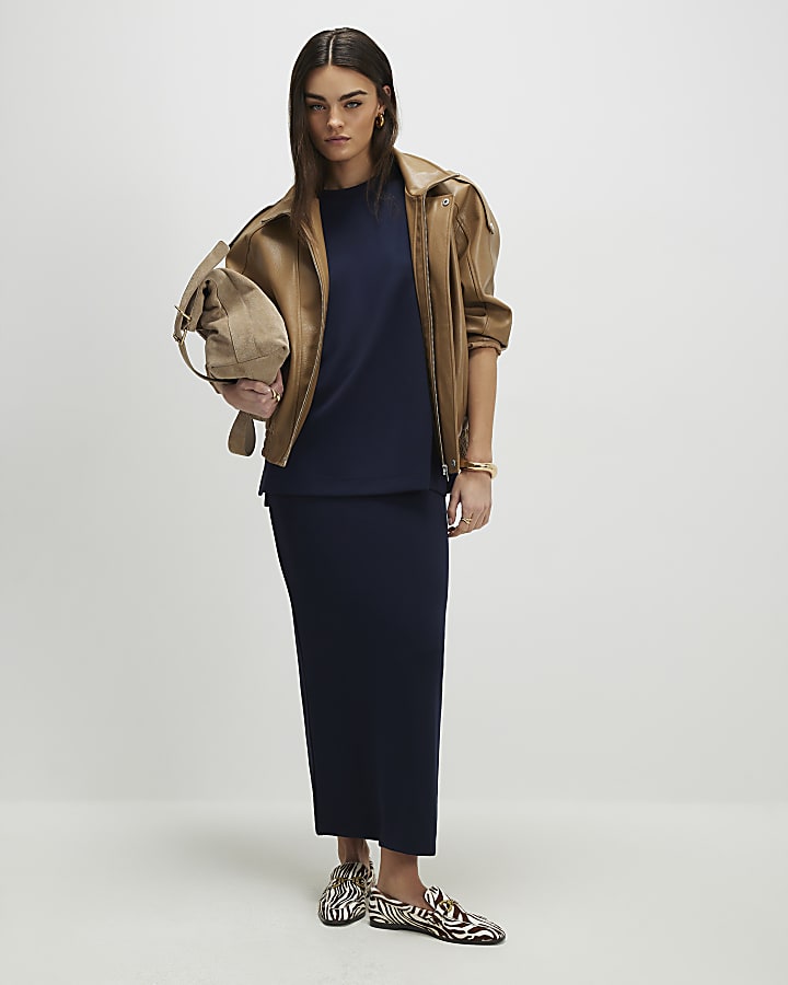 River Island Navy Oversized T-Shirt