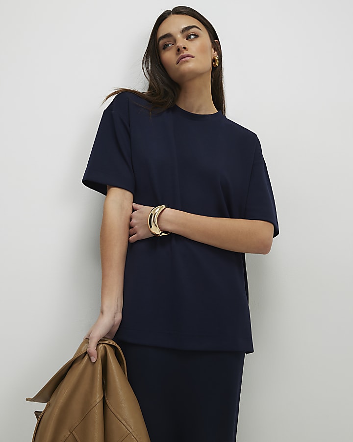 River Island Navy Oversized T-Shirt