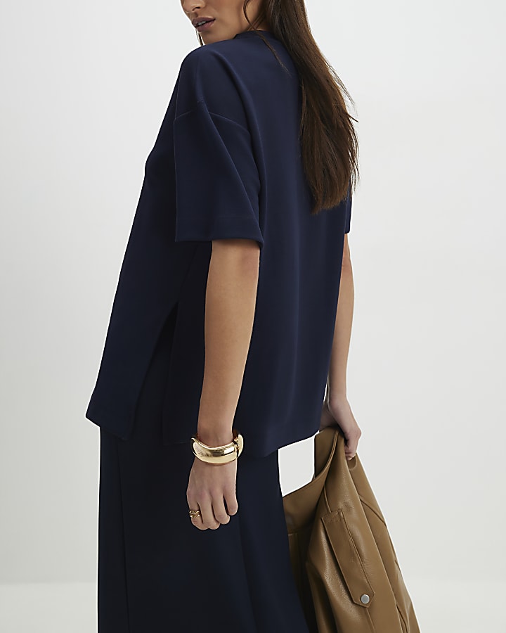 river island Navy Oversized T-Shirt
