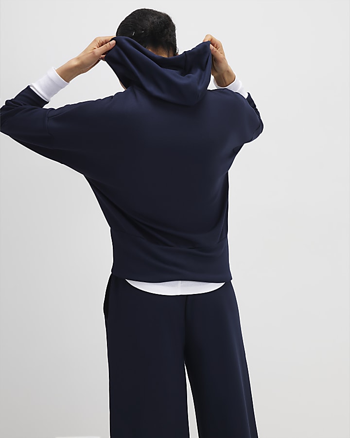River Island Navy Premium Long Sleeve Hoodie
