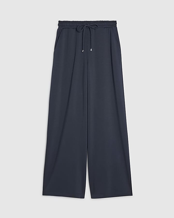 river island Navy Premium Wide Leg Joggers