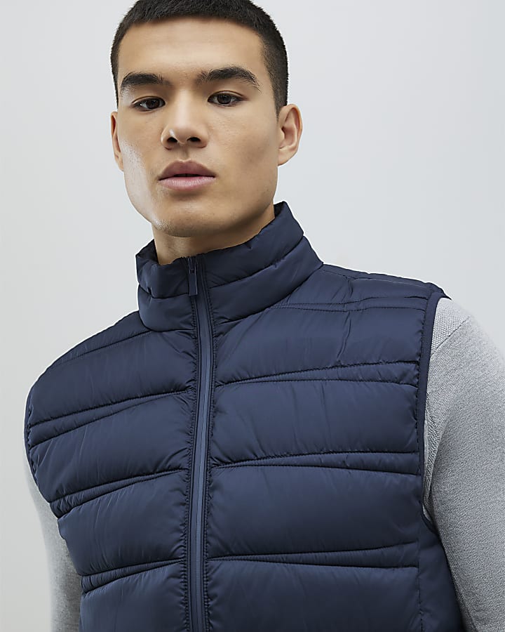 River Island Navy Puffer Gilet