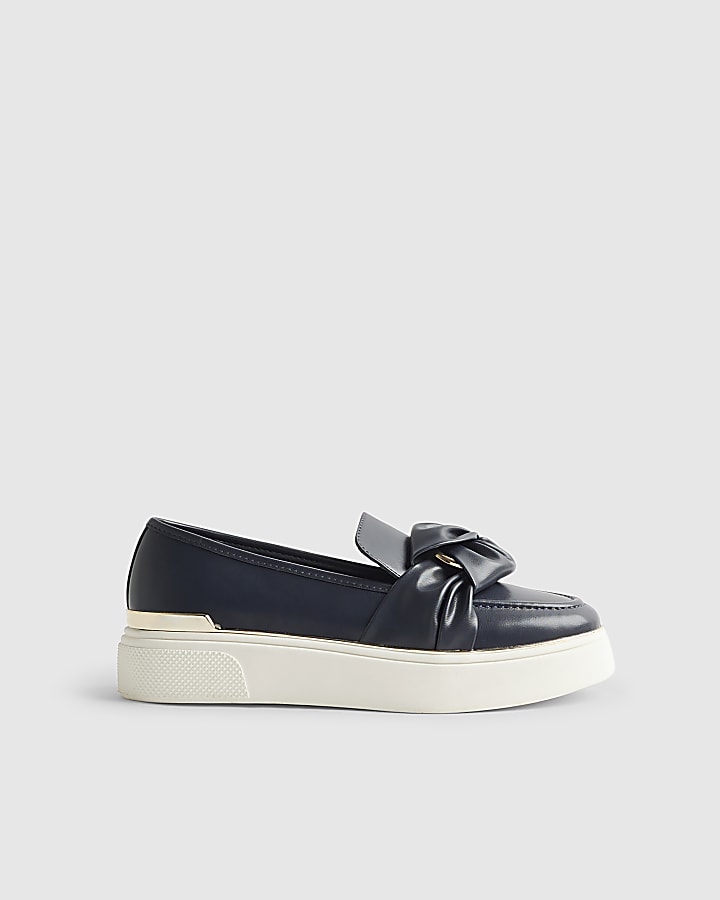 River Island Navy Ring Twist Slip On Trainers