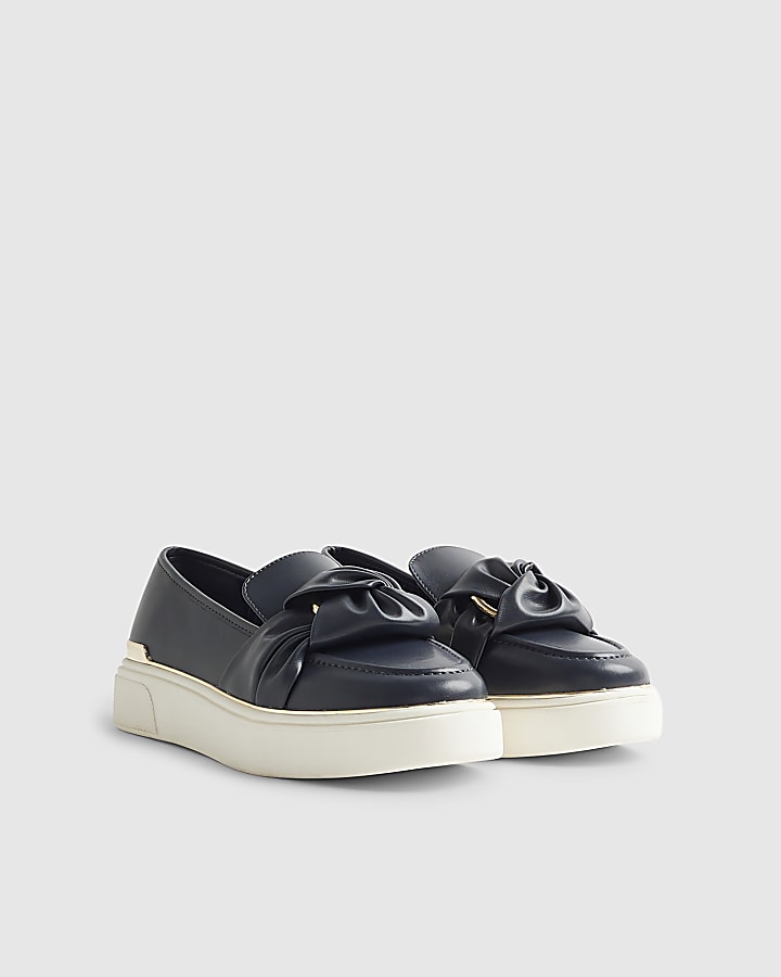 River Island Navy Ring Twist Slip On Trainers