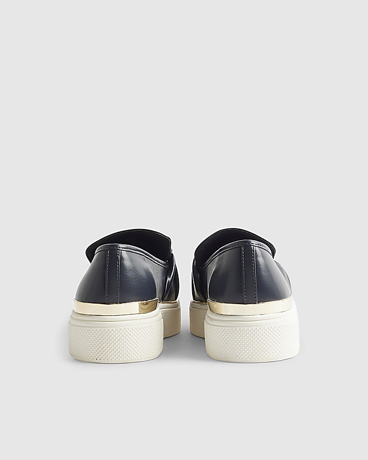 River Island Navy Ring Twist Slip On Trainers