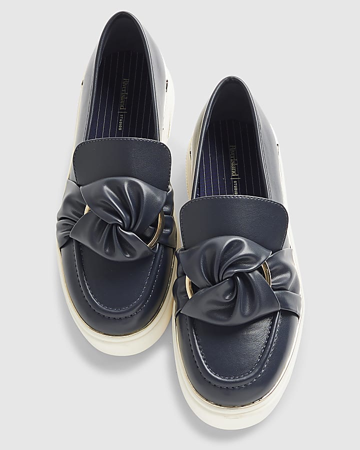 river island Navy Ring Twist Slip On Trainers