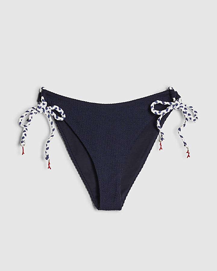 river island Navy Rope Trim Bikini Bottoms