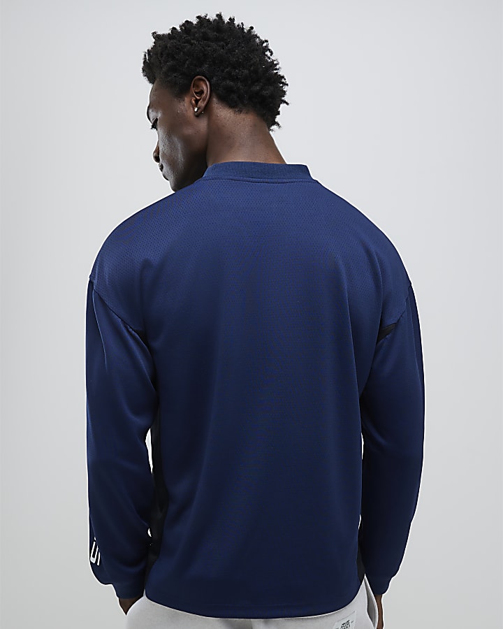 River Island Navy Saint Tiempo Football T-Shirt