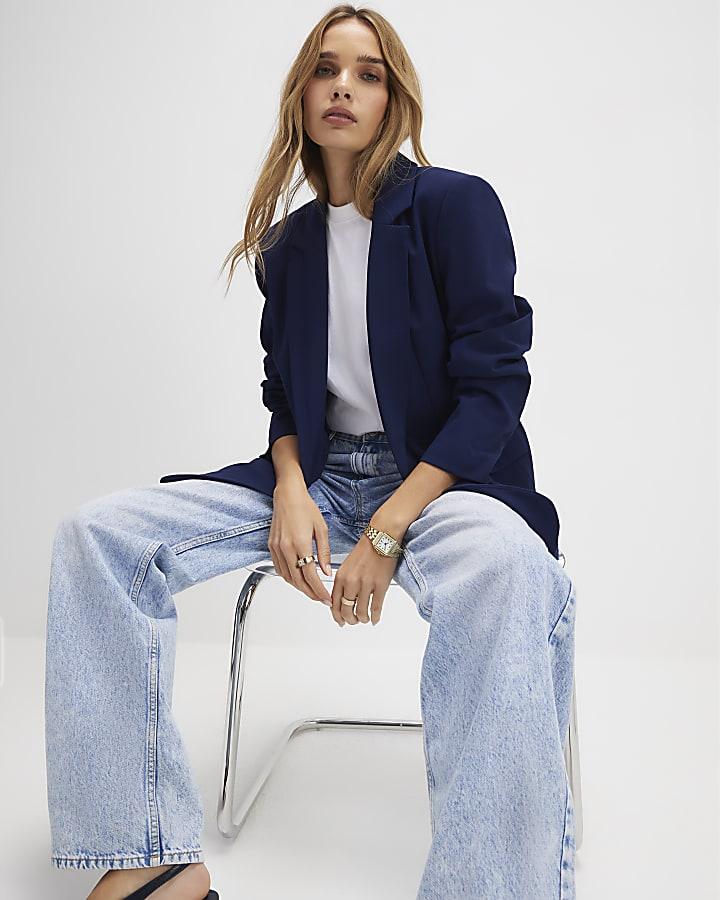 River Island Navy Single Breasted Blazer