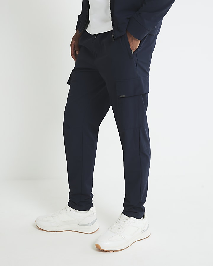 River Island Navy Skinny Fit Cargo Trousers