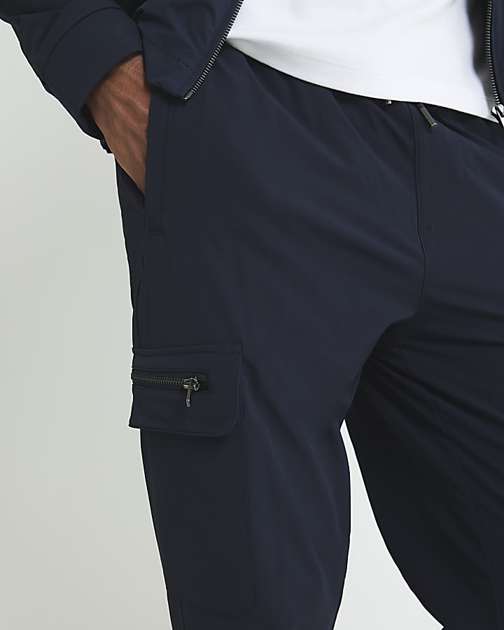 River Island Navy Skinny Fit Cargo Trousers