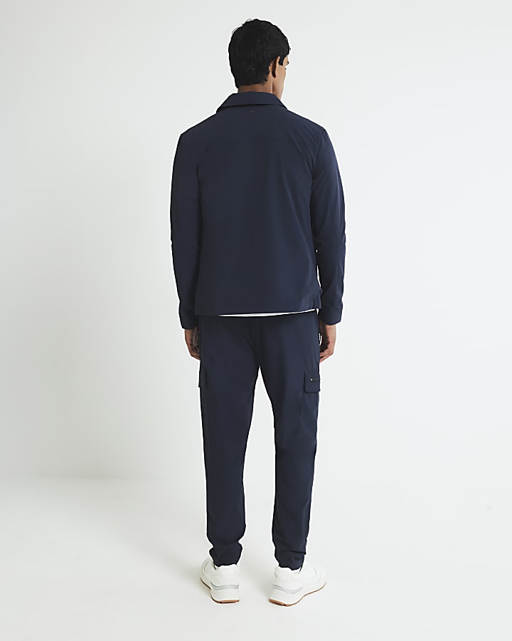 River Island Navy Skinny Fit Cargo Trousers