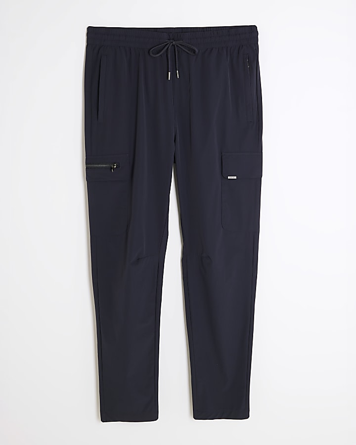 river island Navy Skinny Fit Cargo Trousers