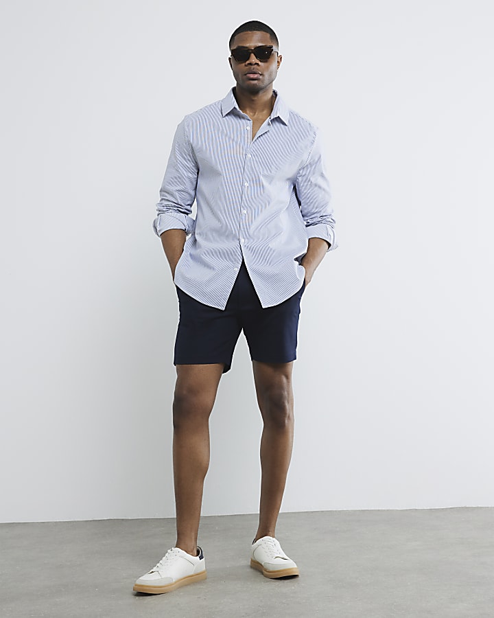River Island Navy Skinny Fit Chino Shorts